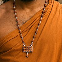 Silver Capped Rudraksha Mala with Rudraksha Pattai Pendant