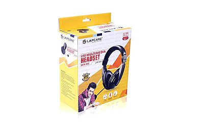 Lapcare LHP‑400 Multimedia USB Wired Headset with Mic | Over‑Ear Stereo Headphones with 40 mm Driver, HD Sound & 3‑Way Adjustable Mic – Ideal for Calls & Media