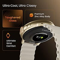 Ambrane 1.39'' LucidDisplay, Premium Aesthetics, Bluetooth Calling Round SmartWatch, Functional Crown, 500 NITS Brightness, 100+ Sports Mode with IP68, 100+ Watch Faces Rush