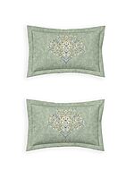 D'Decor 100% Cotton King Size Bedsheet with 2 Pillow Covers | 180 TC Digital Print Floral Design | 274cm x 274cm | Opaline (SAGE)