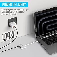 Portronics C-Konnect Type-C to HDMI Adapter (3-in-1) | Multiport USB-C Hub with 4K@30Hz HDMI, USB 3.0 @ 5Gbps, 100W PD Charging Port | For Laptop, MacBook, PC & Other Type-C Devices (White)