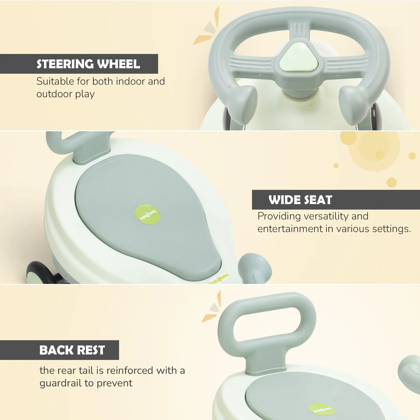 Baybee Astro Baby Swing Car for Kids-Light Blue Baybee Astro Baby Swing Car for Kids-Light Blue