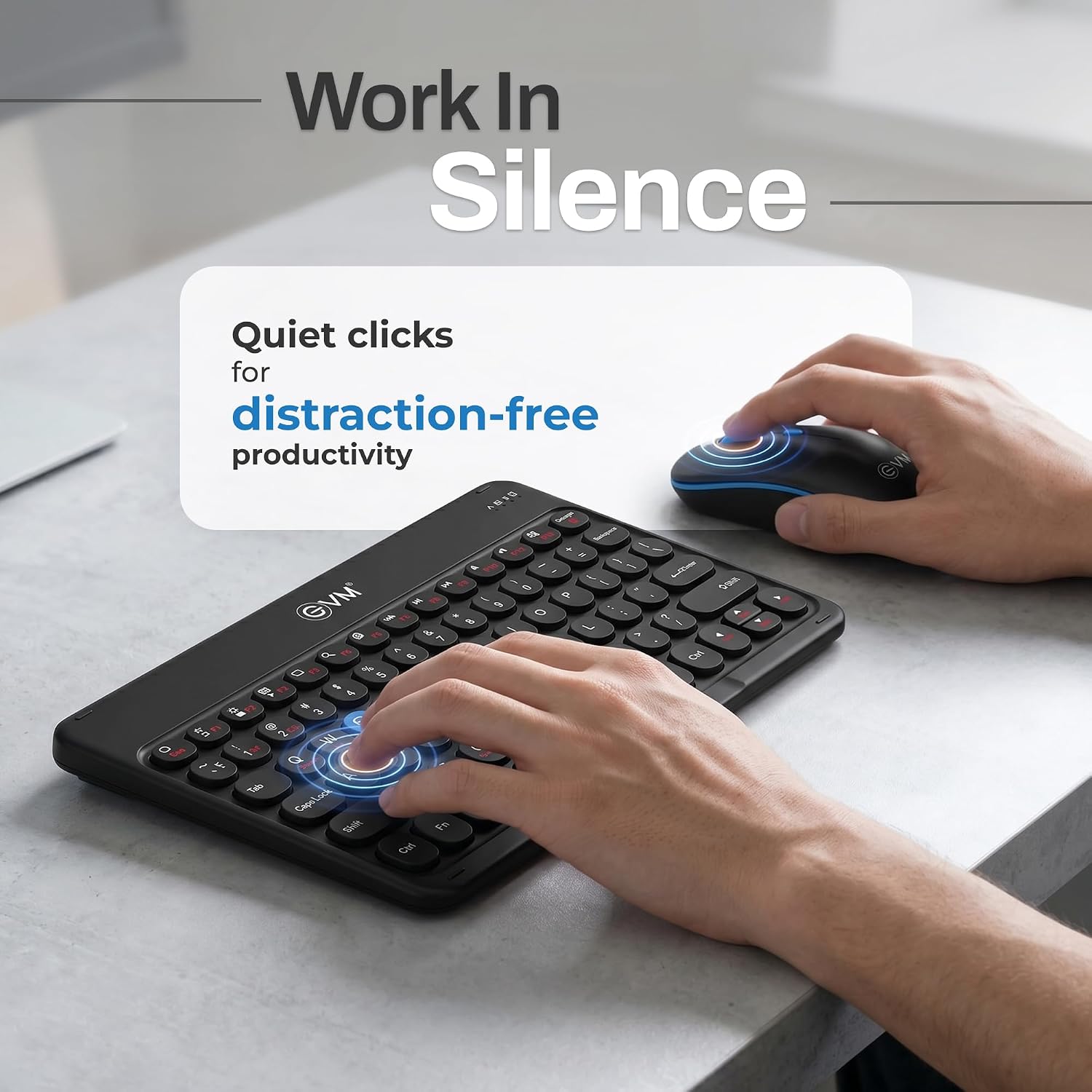 EVM WLKM & EWLM-360 EnArc Rechargable Keyboard Mouse - Black