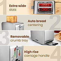 AGARO GRAND 2 Slice Stainless Steel Pop Up Toaster 850W