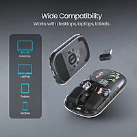 Portronics Toad 5 Mouse – Sleek, Transparent Design, Dual Wireless Connectivity, Ergonomic Shape, Long Battery Life, Ideal for Home & Office Use, Smooth Tracking, Compatible with Multiple Devices.