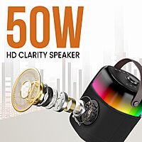 Portronics POR 2036 Dash 4 Speaker – 50W Bluetooth 5.3 | Karaoke Mic | RGB | Black