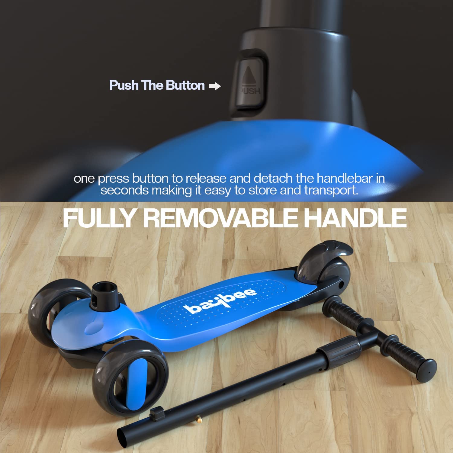 Baybee Alpha Glide Kick Scooter for Kids- Dark Blue Baybee Alpha Glide Kick Scooter for Kids- Dark Blue