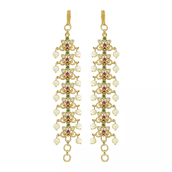 Gold Plated Adjustable Mattal for Women & Girls | Bridal Ear Chain Hair Jewelry