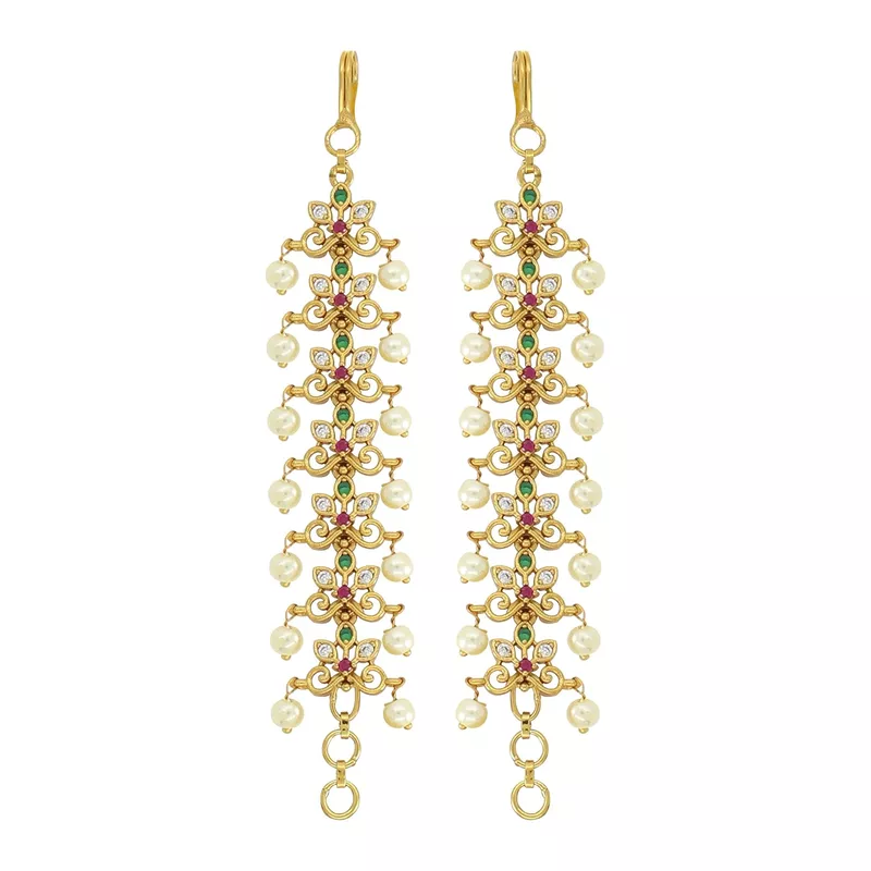 Gold Plated Adjustable Mattal for Women & Girls | Bridal Ear Chain Hair Jewelry