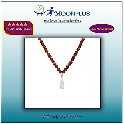 Rudraksha Mala With Sterling Silver Murugan Pendent/Dollar Rudraksha Mala With Sterling Silver Murugan Pendent/Dollar
