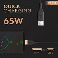 Duracell Usb-A To Type C, 65W Braided Sync&Fast Charging Cable, 3.9 Feet(1.2M), Qc 2.0/3.0 Ultra Fast Charging, For Samsung, Mi, Realme, Oppo, One Plus, Seamless Data Transmission, Series 1