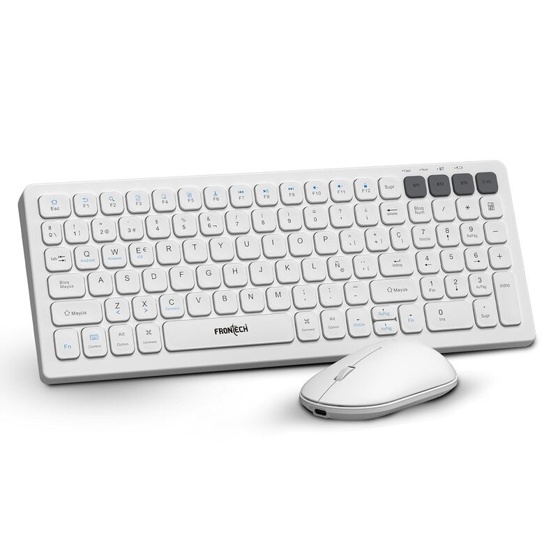 Frontech FT-1602A Wireless Keyboard & Mouse Combo (2.4GHz & Bluetooth, 100-Key Slim, Rechargeable, 1000 DPI, 1 Year Warranty)