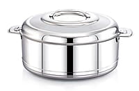 TWIN BIRDS Helio Stainless Steel Casserole for Roti | Steel Tiffin Box | Insulated Casserole 2500ml | Hotpot Roti Box with Steel Lid | Stainless Steel Serving Dish