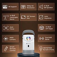 Portronics Beem 550 POR-2314 LED Projector – 6000 Lumens | Full HD 1080p | Android | White