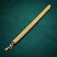 Impon Gold Plated Flat Wheat Chain Bracelet for Men & Women | Thick Flexible Design Gold Finish Hand Chain | Premium Daily Wear Jewelry