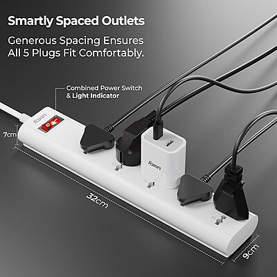 SURGE PROTECTOR FOXIN 5 SKT 2MTR (FSP-510) SURGE PROTECTOR FOXIN 5 SKT 2MTR (FSP-510)