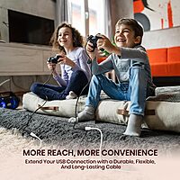 Portronics UniConnect 3M USB Cable – Male to Female | 3M | White | 1 Year Warranty