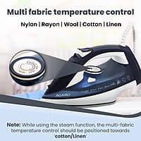 AGARO Royal Steam Iron, 2000W, Ceramic Coated Sole Plate, Fast Heating, 360 degree 320 Ml Water Tank
