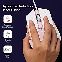 Portronics Vader Pink Gaming Mouse – 6400 DPI RGB features customizable RGB lighting, ergonomic design, and high precision for an immersive gaming experience. Perfect for gamers who love style!