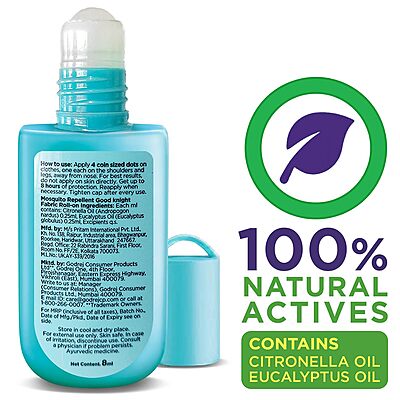 Good knight 100% Natural Mosquito Repellent Fabric Roll-On / 8-Hour Protect | Bubblegum - 8 ml