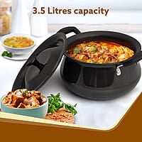 AGARO Aluminium Non-Stick Elite Hard Anodized Handi, 3.5 Litres, Riveted Handle, 4 Mm Thick Plate