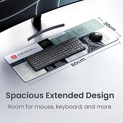 Portronics Comfipad 2 Extended Mouse Pad – Grey, Smooth & Anti-Slip