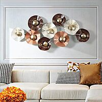 DAD Modern Metal Wall Art, Abstract Circles Sculpture -  Size (42.5x3x21 Inches)