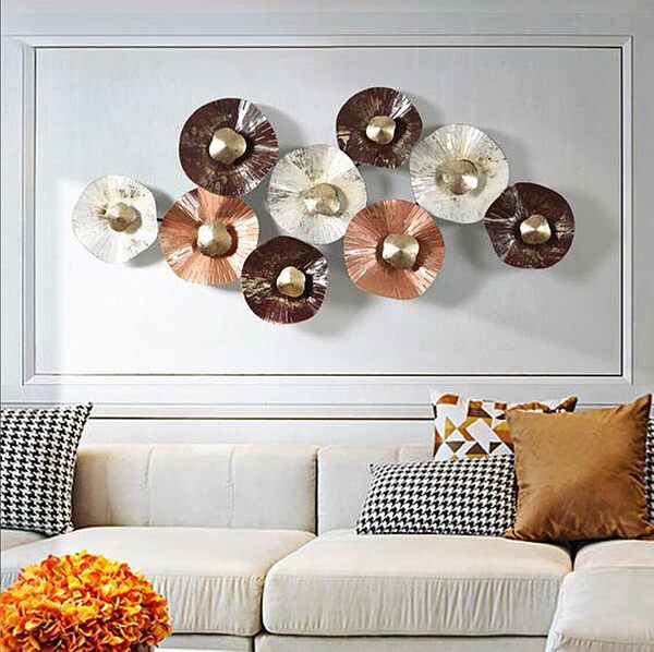 DAD Modern Metal Wall Art, Abstract Circles Sculpture -  Size (42.5x3x21 Inches)