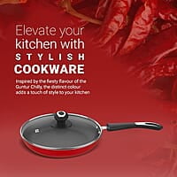 Preethi Dura Collection Non Stick Fry Pan, 26 cm, with Glass Lid, Gas & Induction Compatible