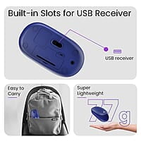 Ambrane Wireless Mouse, 1600 DPI, Silent Click, 2.4GHz with USB Dongle, 10M Range, Optical Orientation, Click Wheel, Instant connectivity, Ergonomic Design for All Day Comfort