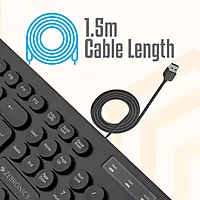 Zebronics K24 Wired Keyboard – 104 Keys, USB, Ergonomic Design, Multimedia Keys, Durable Build, Plug and Play, Ideal for Home and Office Use, Comfortable Typing Experience, Sleek Black Finish.