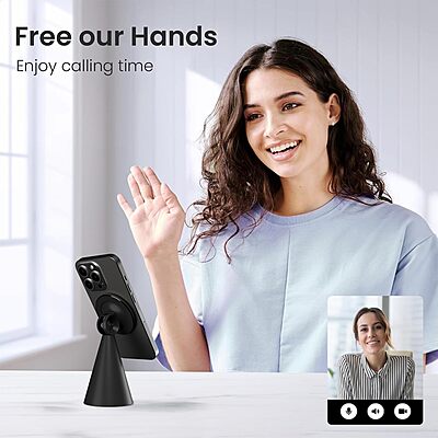 Portronics Mogun 5 Magnetic Phone Holder – Magsafe Compatible | 360° Rotation & 180° Pivot | Black