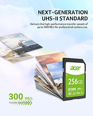 Acer SC900 256GB SDXC Memory Card – UHS-II | Up to 300MB/s Read | 5Y Warranty