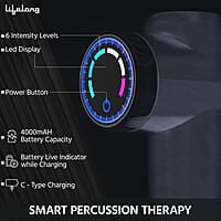 Lifelong Gun Massager for Pain Relief with 8 Massage Heads & LCD Touch Display - Battery Powered - Deep Tissue Massage with 6 Speed