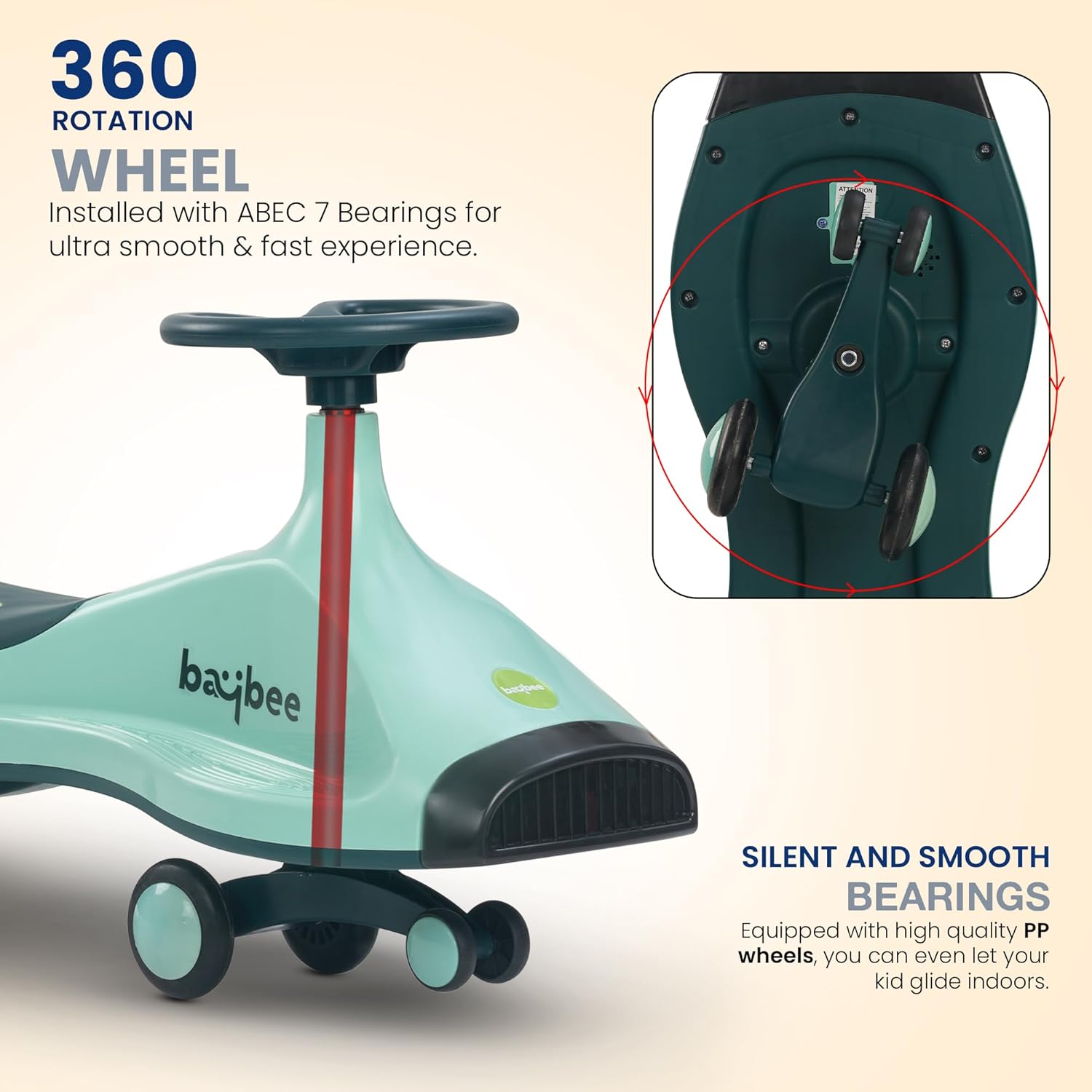 Baybee Primo Kids Magic Swing Cars for Kids-Green