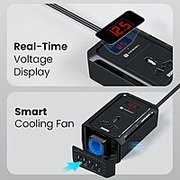 Portronics Car Power III Pro 200W Inverter – 65W & 30W Type-C PD, AC Socket | Black