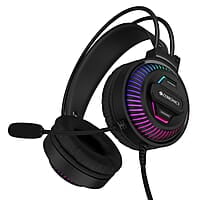 ZEBRONICS Jupiter 3.5mm Premium Gaming Over Ear Headphone with 50mm Neodymium Drivers, Extra Soft Ear Cushion,Suspension Headband, Braided Cable,Volume Controller, Multicolor Lights, Pop Filter
