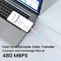 Portronics Konnect X – USB to Type-C Cable, 3A, 1M, White. Fast charging and data transfer, durable design, compatible with various devices, perfect for everyday use and travel.