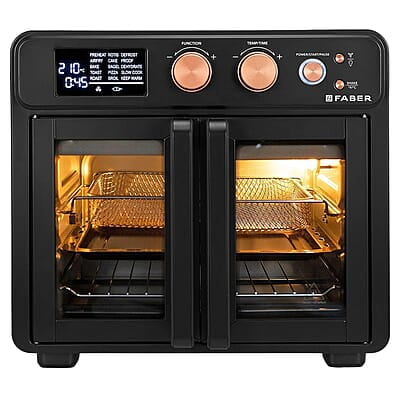 Faber Air Fryer Oven 25L, Digital Control, Bake Tray, SS Wire Tray & Basket, Crumb Tray, Rotisserie Kit