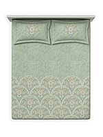 D'Decor 100% Cotton King Size Bedsheet with 2 Pillow Covers | 180 TC Digital Print Floral Design | 274cm x 274cm | Opaline (SAGE)