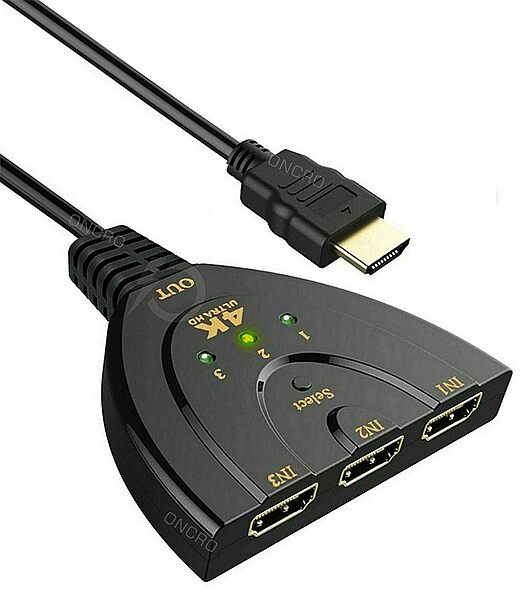 uPort HDMI Switch 3 In 1 Out – Supports 4K Resolution | Switch Between 3 HDMI Sources | Perfect for Gaming, Streaming & Home Theater