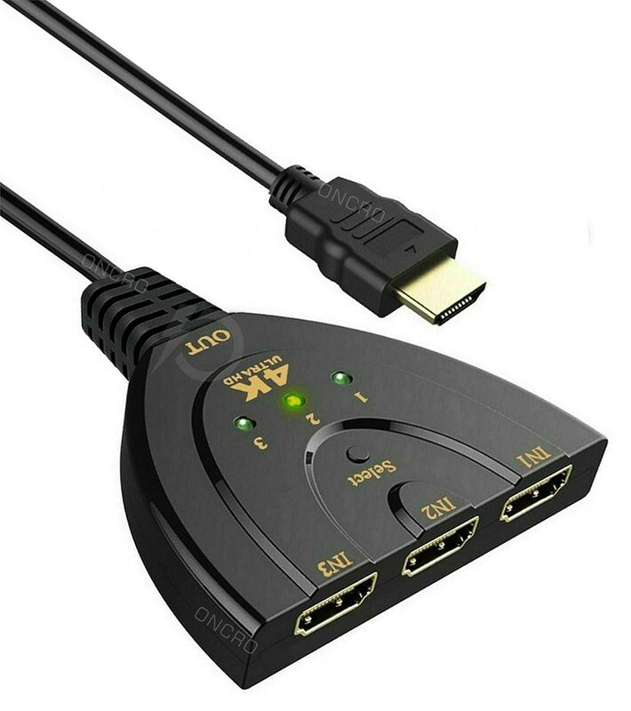 uPort HDMI Switch 3 In 1 Out – Supports 4K Resolution | Switch Between 3 HDMI Sources | Perfect for Gaming, Streaming & Home Theater
