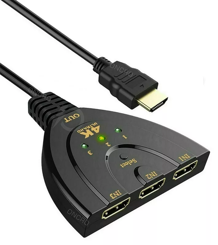 uPort HDMI Switch 3 In 1 Out – Supports 4K Resolution | Switch Between 3 HDMI Sources | Perfect for Gaming, Streaming & Home Theater