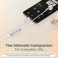 Portronics Conch Sigma C – Type-C Earphones, featuring a built-in mic, sleek design, and high-quality sound. Perfect for music lovers and calls, available in elegant white color.