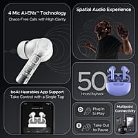 boAt Newly Launched Airdopes 300 Premium Truly Wireless in-Ear Earbuds with 4 Mics AI-ENx Spatial Audio, 50HRS Playtime, Multipoint Connection, ASAP Charge, Hearables App Support
