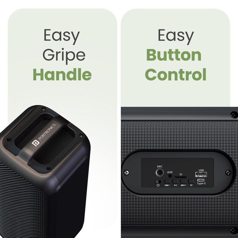 Portronics POR 2345 Rumble 25W Bluetooth Speaker – BT 5.3  Wired Mic  FM  AUXUSBMicroSD  Black