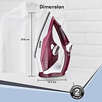 AGARO Imperial Steam Iron, 2200W, Ceramic Coated Sole Plate 350 Ml Water Tank