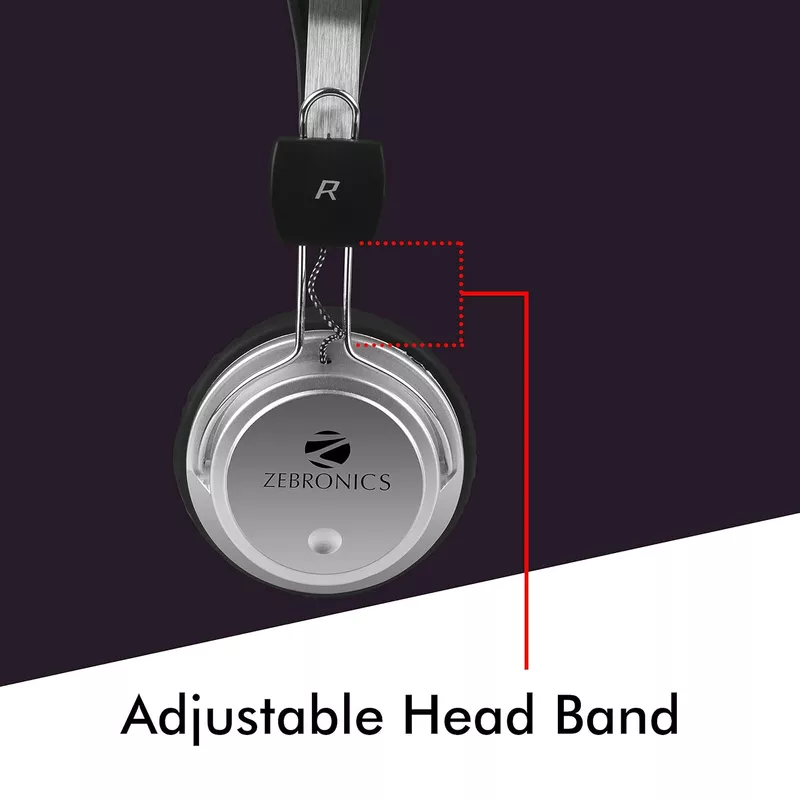 Zebronics ZEB-1001HMV Wired Headphones – Mic, Multicolor, featuring comfortable ear pads, adjustable headband, and high-quality sound. Perfect for music lovers and gamers alike!
