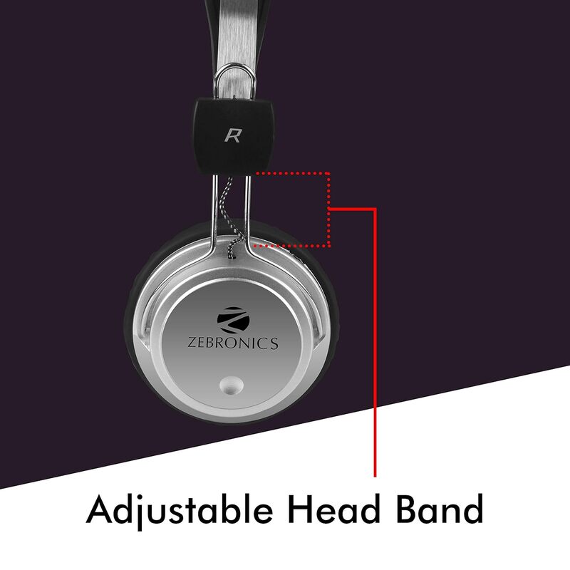 Zebronics ZEB-1001HMV Wired Headphones – Mic, Multicolor, featuring comfortable ear pads, adjustable headband, and high-quality sound. Perfect for music lovers and gamers alike!