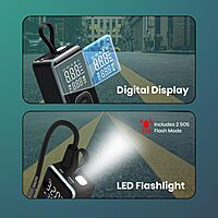 Portronics VAYU 8.0 Tyre Inflator – 4000mAh Portable | Digital Display | USB Output | Black |